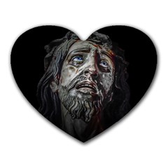 Jesuschrist Face Dark Poster Heart Mousepads by dflcprints