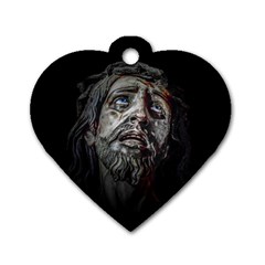 Jesuschrist Face Dark Poster Dog Tag Heart (two Sides) by dflcprints