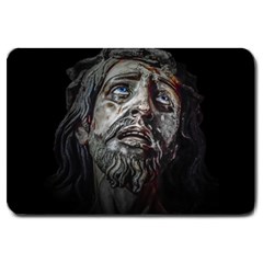 Jesuschrist Face Dark Poster Large Doormat  by dflcprints