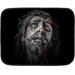 Jesuschrist Face Dark Poster Double Sided Fleece Blanket (mini)  by dflcprints