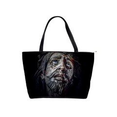 Jesuschrist Face Dark Poster Shoulder Handbags by dflcprints