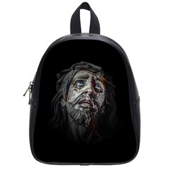 Jesuschrist Face Dark Poster School Bag (small) by dflcprints