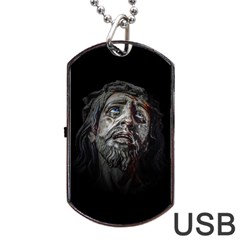 Jesuschrist Face Dark Poster Dog Tag Usb Flash (two Sides) by dflcprints