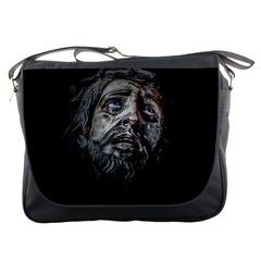 Jesuschrist Face Dark Poster Messenger Bags by dflcprints