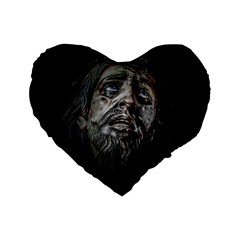 Jesuschrist Face Dark Poster Standard 16  Premium Heart Shape Cushions by dflcprints