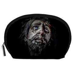 Jesuschrist Face Dark Poster Accessory Pouches (large)  by dflcprints