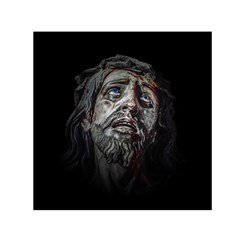 Jesuschrist Face Dark Poster Small Satin Scarf (square)  by dflcprints