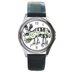 Monster Rat Pencil Drawing Illustration Round Metal Watch by dflcprints