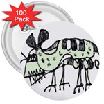 Monster Rat Pencil Drawing Illustration 3  Buttons (100 pack)  Front