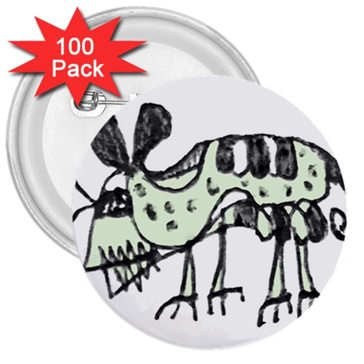 Monster Rat Pencil Drawing Illustration 3  Buttons (100 pack) 