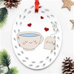 Cute Tea Oval Filigree Ornament (Two Sides) Front