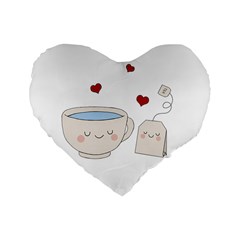 Cute Tea Standard 16  Premium Heart Shape Cushions by Valentinaart