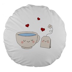 Cute Tea Large 18  Premium Flano Round Cushions by Valentinaart