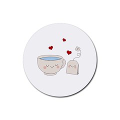 Cute Tea Rubber Coaster (round)  by Valentinaart