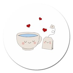 Cute Tea Magnet 5  (round) by Valentinaart