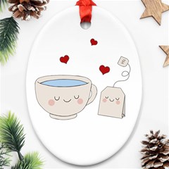 Cute Tea Oval Ornament (two Sides)