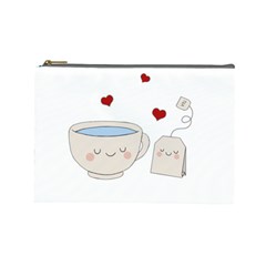 Cute Tea Cosmetic Bag (large)  by Valentinaart