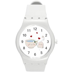 Cute Tea Round Plastic Sport Watch (m) by Valentinaart