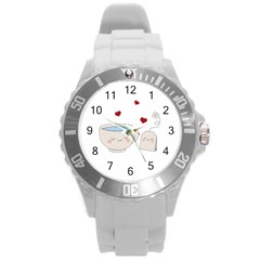 Cute Tea Round Plastic Sport Watch (l) by Valentinaart