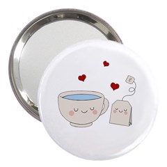 Cute Tea 3  Handbag Mirrors by Valentinaart