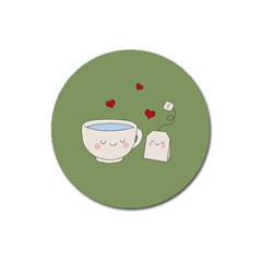 Cute Tea Magnet 3  (round) by Valentinaart