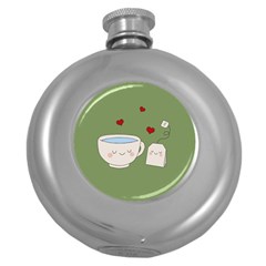 Cute Tea Round Hip Flask (5 Oz) by Valentinaart