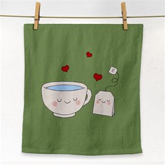 Cute Tea Face Towel by Valentinaart