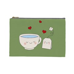 Cute Tea Cosmetic Bag (large)  by Valentinaart