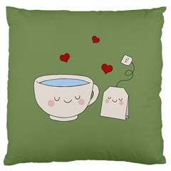 Cute Tea Large Cushion Case (one Side) by Valentinaart