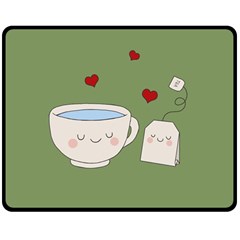 Cute Tea Double Sided Fleece Blanket (medium)  by Valentinaart