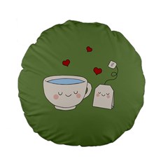 Cute Tea Standard 15  Premium Flano Round Cushions by Valentinaart