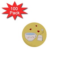 Cute Tea 1  Mini Buttons (100 Pack)  by Valentinaart