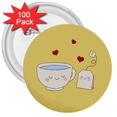 Cute Tea 3  Buttons (100 Pack)  by Valentinaart