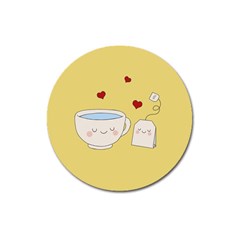 Cute Tea Magnet 3  (round) by Valentinaart