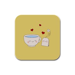 Cute Tea Rubber Square Coaster (4 Pack)  by Valentinaart