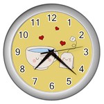 Cute Tea Wall Clocks (Silver)  Front