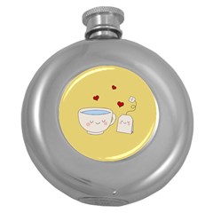 Cute Tea Round Hip Flask (5 Oz) by Valentinaart