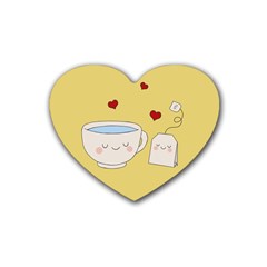 Cute Tea Rubber Coaster (heart)  by Valentinaart