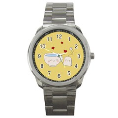 Cute Tea Sport Metal Watch by Valentinaart