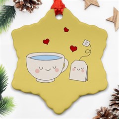 Cute Tea Snowflake Ornament (two Sides) by Valentinaart