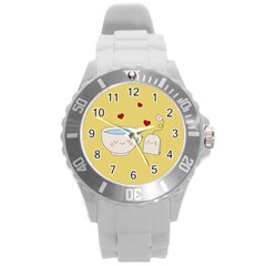 Cute Tea Round Plastic Sport Watch (l) by Valentinaart