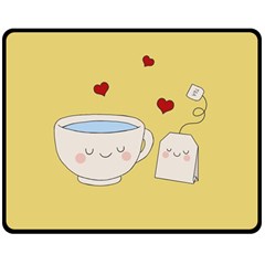 Cute Tea Double Sided Fleece Blanket (medium)  by Valentinaart