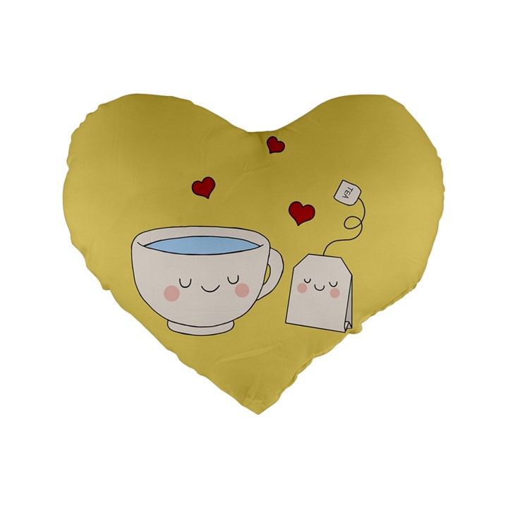 Cute Tea Standard 16  Premium Heart Shape Cushions