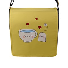 Cute Tea Flap Messenger Bag (l)  by Valentinaart