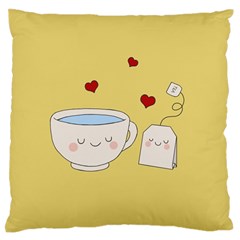 Cute Tea Large Flano Cushion Case (one Side) by Valentinaart