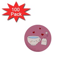 Cute Tea 1  Mini Buttons (100 Pack)  by Valentinaart