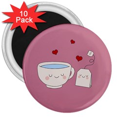 Cute Tea 3  Magnets (10 Pack)  by Valentinaart