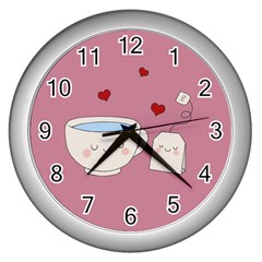 Cute Tea Wall Clocks (silver)  by Valentinaart