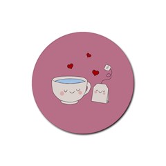 Cute Tea Rubber Coaster (round)  by Valentinaart