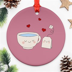 Cute Tea Round Ornament (two Sides)